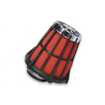 Luchtfilter/powerfilter Malossi E5- 0 graden/aansluitbreedte = 50mm - rood-zwart/VHST 26-28/Mikuni 042415.50
