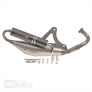 Uitlaat Technigas Q-TRE Kymco horizontaal 50 2-takt Bet and Win/Cobra/Dink/Grand Dink/People/Sniper/Spacer/Super 9/Top Boy/Vitality/Yager/Yup/Jet/RS/Shark/Super Fancy