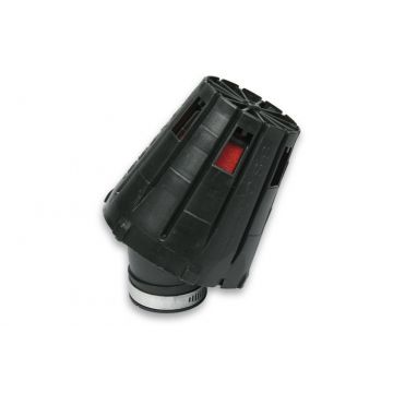 Powerfilter/luchtfilter open sport zwart/rood 48mm aansluiting carburateur/ hoek 30 graden Malossi 043075.c0