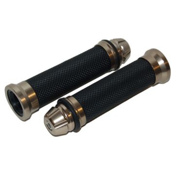 Handvatset + balansgewicht leder look conisch zwart / aluminium DMP