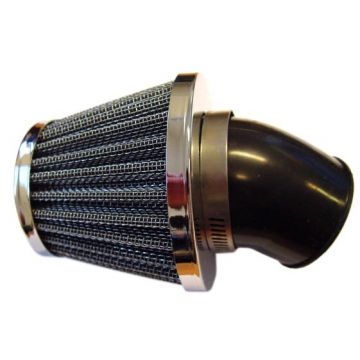 Powerfilter/luchtfilter open type K&N zwart/chroom schuin universeel 35mm aansluiting carburateur DMP
