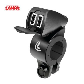 USB oplader stuur 21/ 32mm met 2 USB poorten Lampa 38828