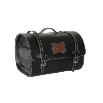 Leren topkoffer - dokterstas -Vespa zwart- 38x27x26cm-26 liter.