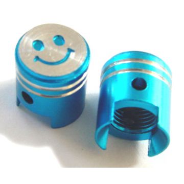 Ventieldopset zuigermodel blauw aluminium DMP 2 stuks-135796