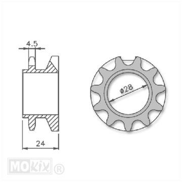 Voortandwiel Peugeot 103 SP/MVL 13 tands IGM