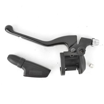 Koppelingshendel met houder compleet Derbi Senda links zwart Domino