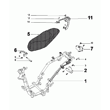 Frame - Zadel Peugeot Tweet Evo 50 4-takt AC Euro 4