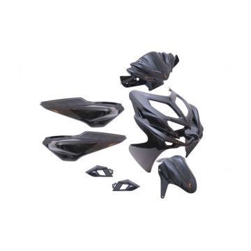 Kappenset Yamaha Aerox / MBK Nitro 2013-> metallic zwart 9-delig 