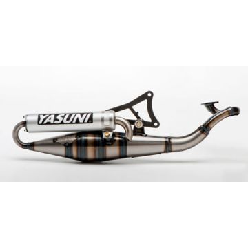 Uitlaat Yasuni Z-blank/aluminium Minarelli horizontaal 50cc 2-takt Aerox/Nitro/Jog/Mach G/Neos/Ovetto/Why/Flipper/Ark/F10/F12/F15/SR/Ciak/Centro/Scarabeo/Rally/Area 51/491 tub901