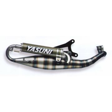 Uitlaat -Yasuni Carrera C16 blank/kevlar Minarelli horizontaal 50 EU keur Aerox/Nitro/Jog/Mach G/Neos/Ovetto/Why/Flipper/Ark/F10/F12/F15/SR/Ciak/Centro/Scarabeo/Rally/Area 51/491 tub326ck