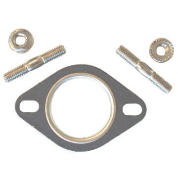 Uitlaat/pakking (hart boutgat 50mm/uitlaatpoort diameter 27mm)set inclusief M6 tapeindset (35mm) met moeren (RVS) universeel