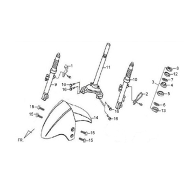 Voorvork/ voorspatbord/ balhoofdstel Sym X'PRO 125 White (WH8018P)