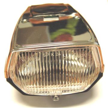 Koplamp Puch Maxi DMP vierkant plat zwart/ chroom