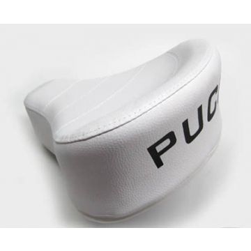 Zadel Puch Maxi wit met opdruk
