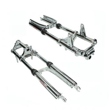 Voorvork lang breed met versterkte stabilisator Puch Maxi chroom EBR
