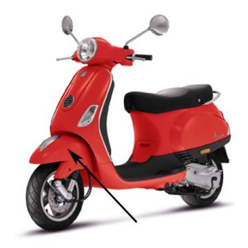 Voorspatbord (met 2 gaten sierstuk/facelift)  Vespa LX - Red Dragon (894) 66652800R7 origineel