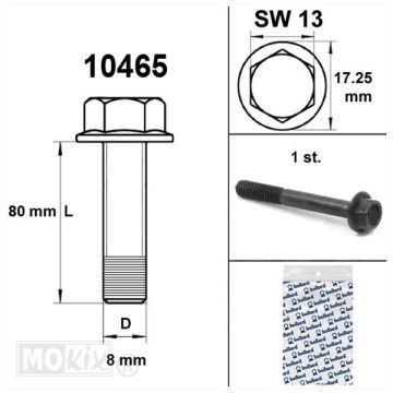 Flens frame bouten sw13 m8X80  zwart (1 stuk)