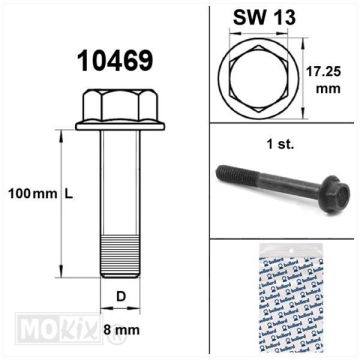 Flens frame bouten sw13 m8x100 zwart (1 stuk)