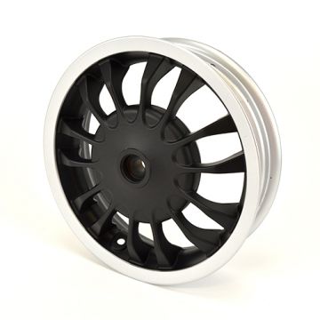 Achtervelg/wiel - Piaggio 3.00-12 inch/diameter  remtrommel = 140 mm - 14 spaken - Vespa Sprint 50 (ZAPC53101)/Sprint 125/Sprint 150 - matzwart/zilveren rand 605910M002 origineel