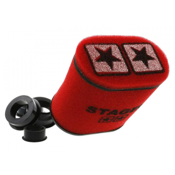 Luchtfilter Stage6 Dubbel laags Ovaal / Recht 28 t/m 55 mm Rood