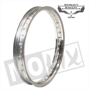 Velg universeel 1.40-17 3,0mm  WM (36 spaaks) chroom (diameter buiten 53,5mm-binnendiameter 36mm)