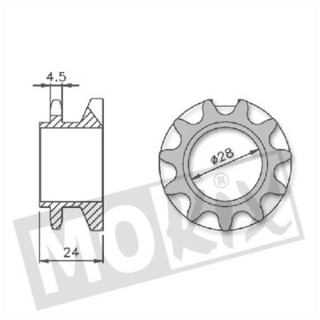 Voortandwiel Peugeot 103 SP/MVL 13 tands IGM