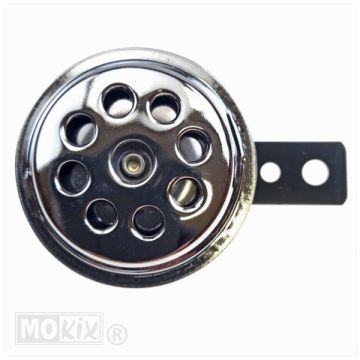 Claxon 12V klein model 70mm chroom 105DB DC=gelijkstroom universeel
