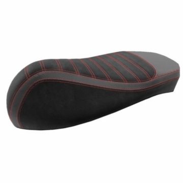 Buddydek/zadelhoes -JN SEATS- Vespa GTS 125-250-300cc 2009→ zwart/rode stiksels alcantara