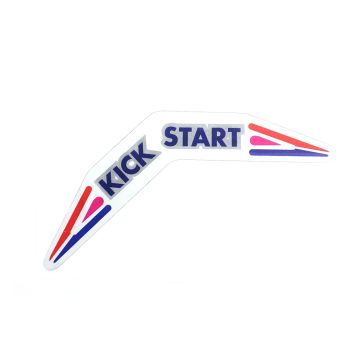 Sticker kickstart Tomos A3 S25 oud type blauw/paars/rood 12.5cm