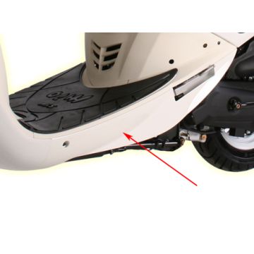Zijscherm / motorscherm Sym Mio wit links. Origineel 83620-a7a-000-qa