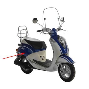 Zijscherm / motorscherm Sym Mio blauw rechts. Origineel 83500-a7a-000-fv