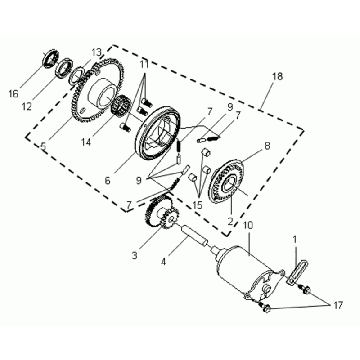 Startmotor - Startkoppeling Sym VS 125 Euro 3
