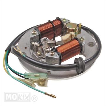 Ontsteking met contactpunten-condensator Yamaha 50cc AC 2-takt FS1/DT/RD/TY  oude type met losse stekkers (buitendiameter spoelen 81mm)