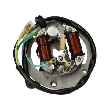 Ontsteking met contactpunten-condensator Yamaha 50cc AC 2-takt FS1/DT/RD/TY  oude type met losse stekkers (buitendiameter spoelen 81mm)
