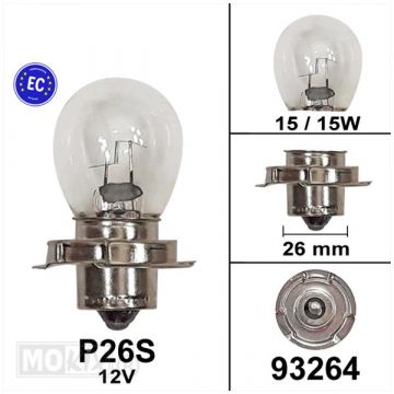 Lamp 12V P26S 12v 15W CE-keur Bollard
