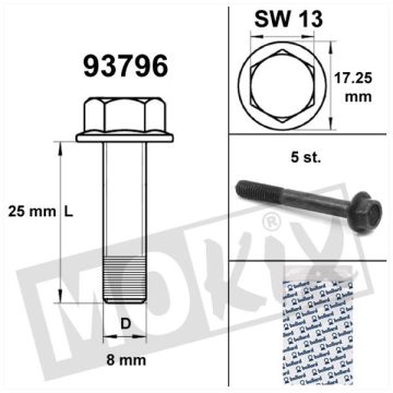 Flens frame bouten SW13 M8x25 zwart (5 stuks)