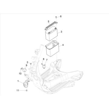 Accu - Claxon - Startrelais Vespa Primavera 50 4-takt IGET 3V Euro 5