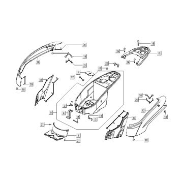 Motorschermen - Helmbak - Achterdrager Kymco People S 50 4-takt matzwart