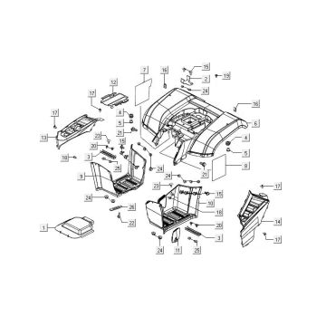 Beplating achterzijde - Achterspatbord Kymco MXU 400