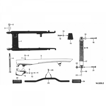 Achterbrug - Kettingscherm - Schokbreker Zundapp GTS 50 529-020 t/m 029