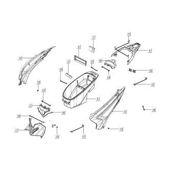Motorschermen - Helmbak - Achterdrager Kymco People S 50i Euro 4 Mat Grijs