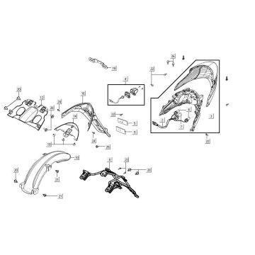 Achterlicht - Achterspatbord Agility 16+ 125 Mat Metallic Light Blue