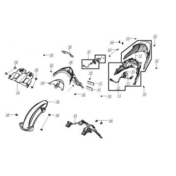 Achterlicht - Achterspatbord Agility 16+ 200i Mat Metallic Silver