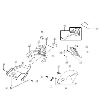 Achterlicht - Achterspatbord Kymco Carry 50i 4-takt AC Euro 4 glanszwart