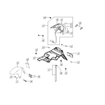 AChterlicht - AChterspatbord Kymco Vitality 50 2-takt AC blauw