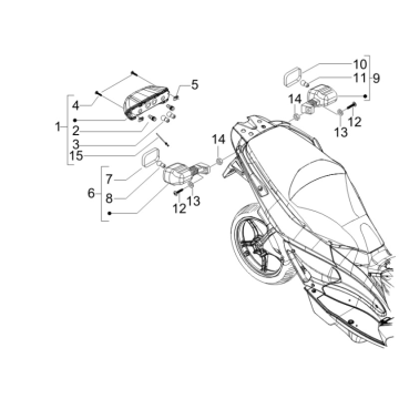Achterlicht - Knipperlichten achterzijde Gilera Runner 50 SP 50 2-takt LC 2010-2017