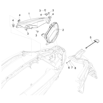 Achterlicht - Knipperlichten achterzijde Piaggio Beverly 300 HPE 4V ABS Euro 5 2021-2022