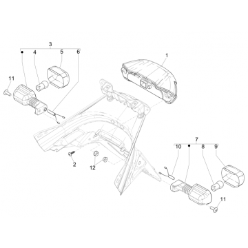 Achterlicht - Knipperlichten achterzijde Piaggio NRG Power DD 50 2-takt LC 2007-2017