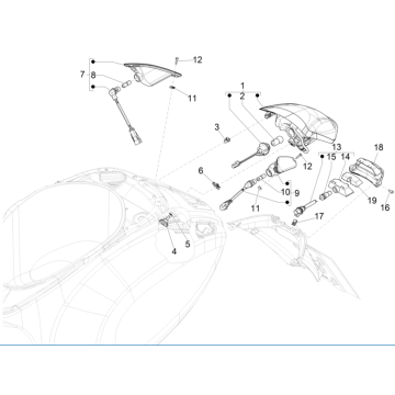 Achterlicht - Knipperlichten achterzijde Vespa Elettrica 45km/u Euro 5 2021