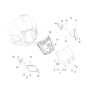 Achterlicht - Knipperlichten achterzijde Vespa GTS 250 ie 2005-2016 (zonder ABS)